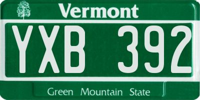 VT license plate YXB392