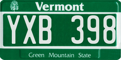 VT license plate YXB398