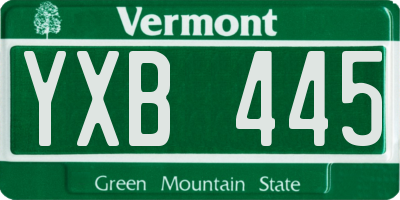 VT license plate YXB445