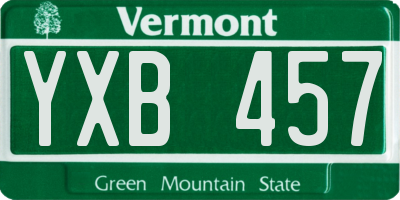 VT license plate YXB457