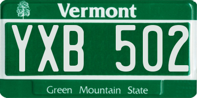 VT license plate YXB502