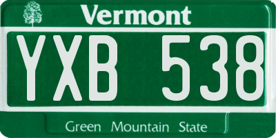 VT license plate YXB538
