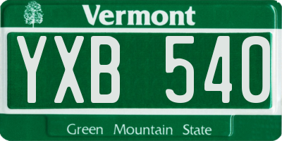 VT license plate YXB540