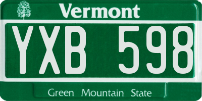VT license plate YXB598