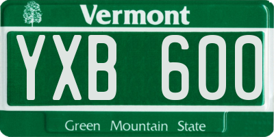 VT license plate YXB600