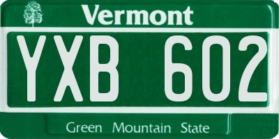 VT license plate YXB602