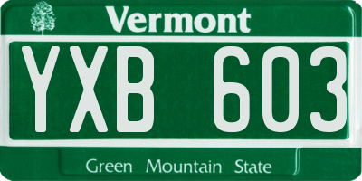VT license plate YXB603