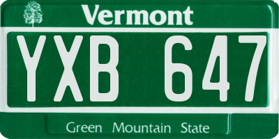 VT license plate YXB647