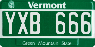 VT license plate YXB666