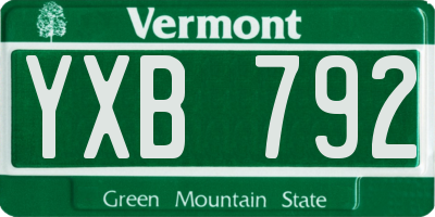 VT license plate YXB792