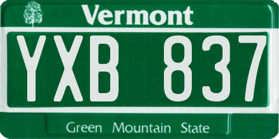 VT license plate YXB837