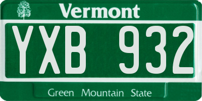 VT license plate YXB932