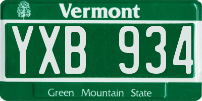 VT license plate YXB934
