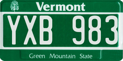 VT license plate YXB983