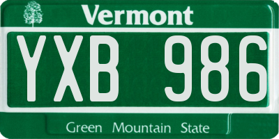 VT license plate YXB986