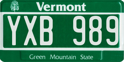 VT license plate YXB989