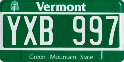 VT license plate YXB997