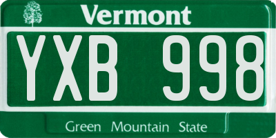 VT license plate YXB998
