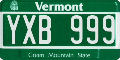 VT license plate YXB999