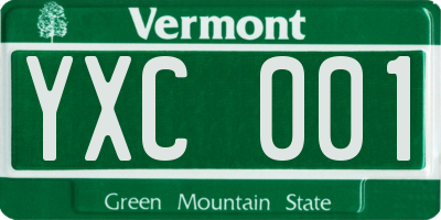 VT license plate YXC001