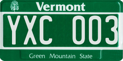 VT license plate YXC003