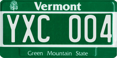 VT license plate YXC004
