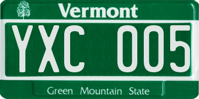 VT license plate YXC005
