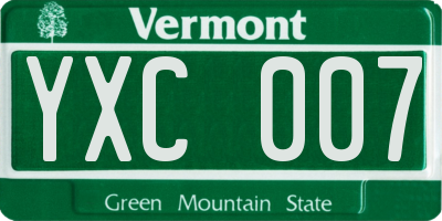 VT license plate YXC007