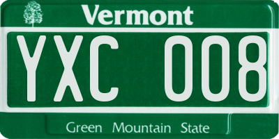 VT license plate YXC008