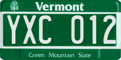 VT license plate YXC012
