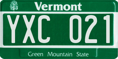 VT license plate YXC021