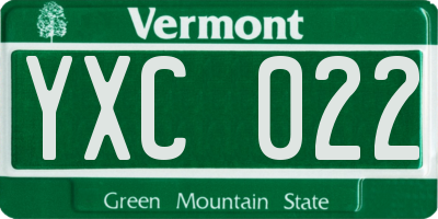 VT license plate YXC022