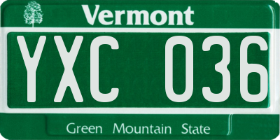 VT license plate YXC036