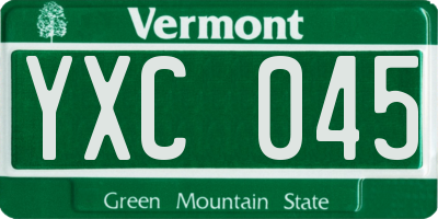VT license plate YXC045