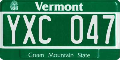 VT license plate YXC047