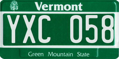 VT license plate YXC058