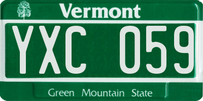 VT license plate YXC059