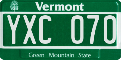 VT license plate YXC070