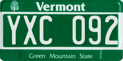 VT license plate YXC092