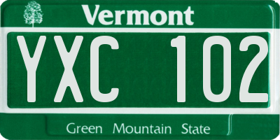 VT license plate YXC102