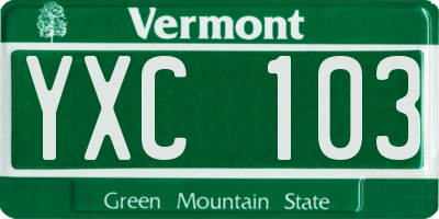 VT license plate YXC103