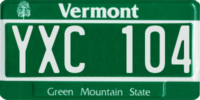 VT license plate YXC104