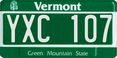 VT license plate YXC107