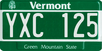 VT license plate YXC125