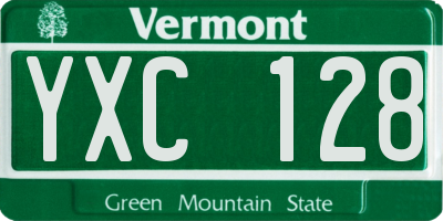 VT license plate YXC128