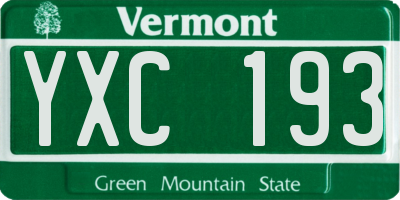 VT license plate YXC193