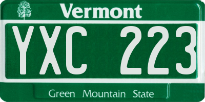VT license plate YXC223