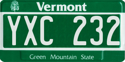 VT license plate YXC232