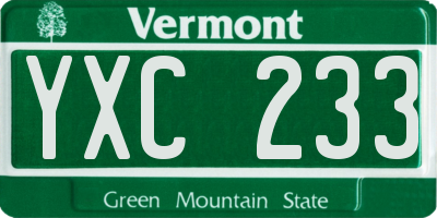 VT license plate YXC233