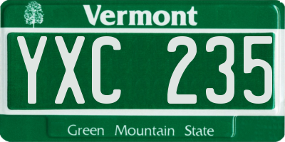 VT license plate YXC235